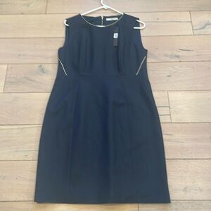 Tahari dress, NWT, 14P very dark blue with gold thread.
